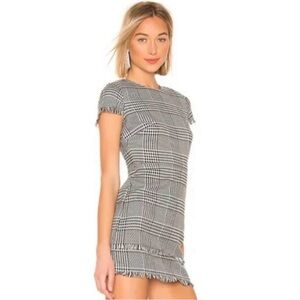 LOVERS + FRIENDS ZANDER MINI DRESS SIZE MEDIUM - Houndstooth, Fringe, Tweed